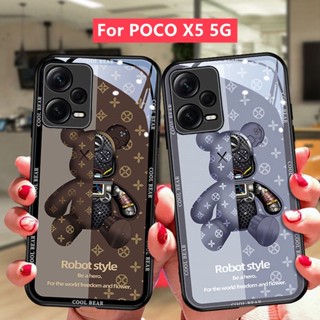 เคส POCO X5 5G เคส  POCO X5 Pro เคส POCO X4 GTเคส เคสโทรศัพท์มือถือแบบแก้ว กันกระแทก ลายหมี แนวสตรีท หรูหรา สําหรับ