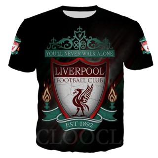แฟชั่น Liverpool F.C. เสื้อยืดลําลอง พิมพ์ลาย 3 มิติ สําหรับผู้ชาย