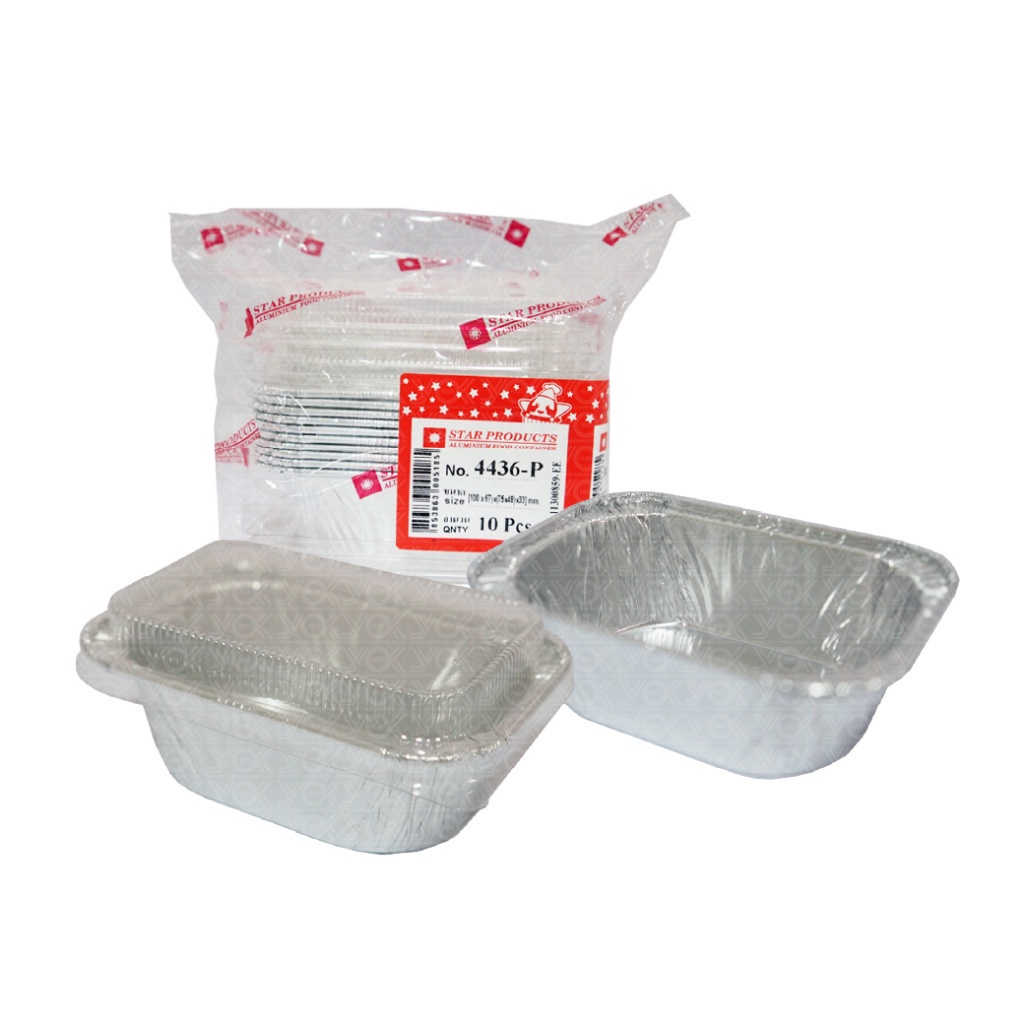 ถาดฟอยล์ STF  4436-P  พร้อมฝา (10ชุด/ห่อ)  หยกออนไลน์