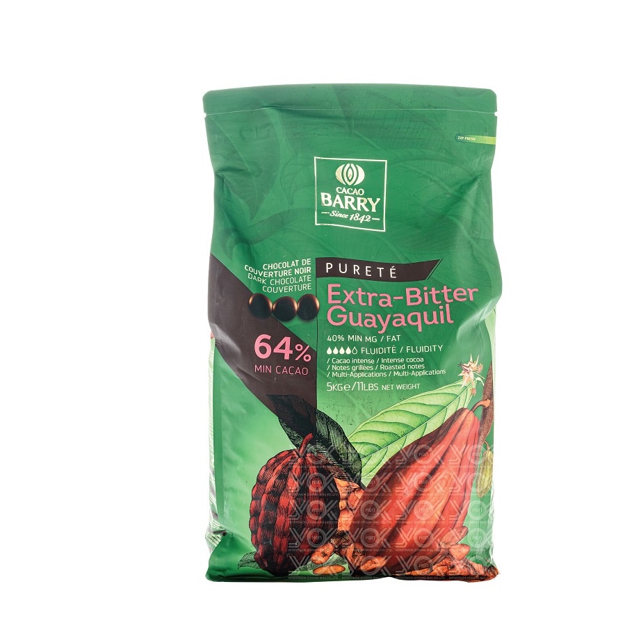 Cacao Barry ช็อกเหรียญ 64% Extra bitter (Dark ) 5kg.  หยกออนไลน์