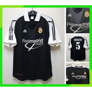 เสื้อกีฬาแขนสั้น ลายทีมชาติฟุตบอล Real Madrid Away 01 02 2001 2002 ไซซ์ S - XXL สไตล์เรโทร สําหรับผู้ชาย