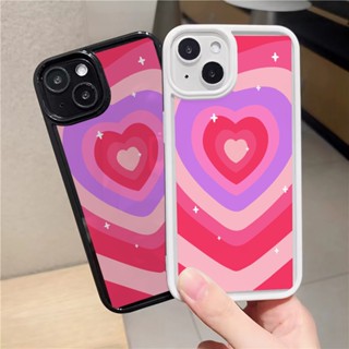 เคสอะคริลิคใส แบบแข็ง ลายหัวใจ สีชมพู สําหรับ iphone 14promax 11 13 12 7Plus 8 X XS Max