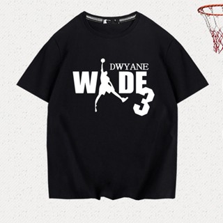 เสื้อยืด ผ้าฝ้ายแท้ พิมพ์ลายทีม Flash Wade No. 230 กรัม เสื้อยืดแขนสั้น เปิดไหล่ ผ้าฝ้ายแท้ พิมพ์ลายบาสเก็ตบอล ทรงหลวม เ