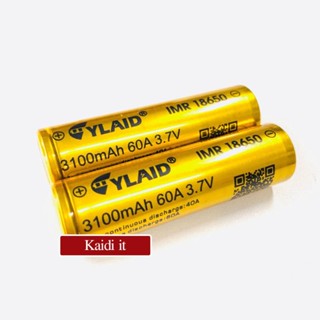 ถ่าน Recharge 18650 สีทอง 3100 mAh 60A  (2 ก้อน) ถ่าน