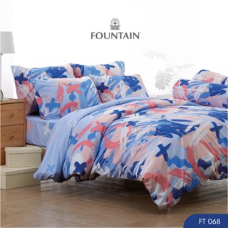 Fountain FT068 รุ่น Printed พิมพ์ลายโทนฟ้าและชมพูให้สัมผัสนุ่มสบายด้วยชุดเครื่องนอนฟาวน์เทน ผ้าปูที่นอน ผ้าห่มนวม