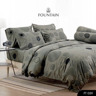 Fountain FT059 รุ่น Printed พิมพ์ลายเรขาคณิตโทนสีเทากลางให้สัมผัสนุ่มสบายด้วยชุดเครื่องนอนฟาวน์เทน ผ้าปูที่นอน ผ้าห่มนวม