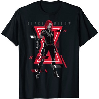 MARVEL Marvel Black widow LOGO Flash Portrait TEE  Black // White  Small