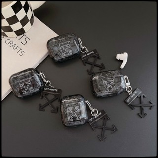 Off white เคสหูฟัง ลายกลิตเตอร์ สีดํา สําหรับ airpods pro gen 2 1 2 pro 3 case cover