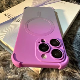 【Four-corner airbags better protection/Purple+Grey color】 Multi-color gradient silicone soft case เคส compatible for iPhone 12 13 14 pro max case