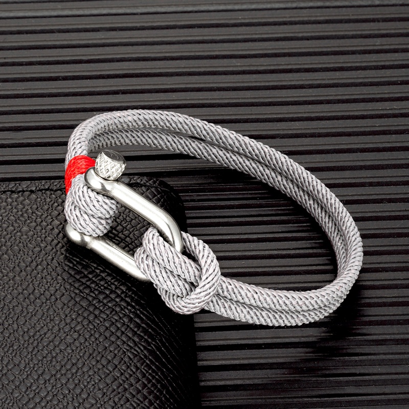 Mkendn ผู้ชาย Nautical Double Strand U รูปร่าง Shackle Survival เชือกสร้อยข้อมือผู้ชายผู้หญิงกลางแจ้ง Camping Rescue ฉุกเฉินเชือกเครื่องประดับ