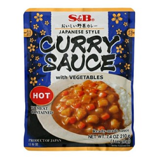 แกงกะหรี่สำเร็จรูป ผสมผัก รสเผ็ด S&amp;B Curry Sauce With Vegetables Hot 210g