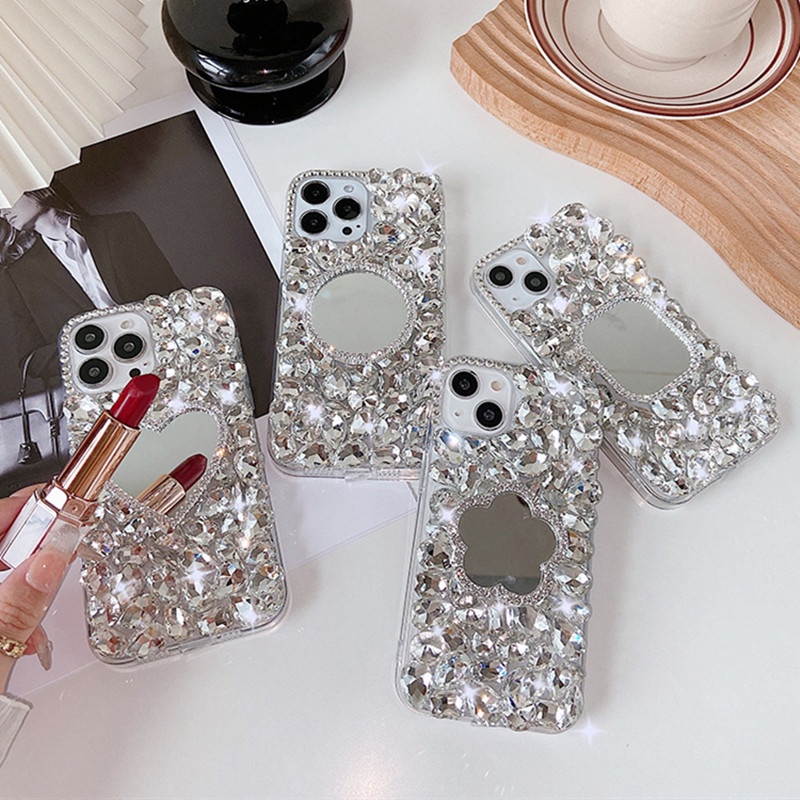 เคสโทรศัพท์ เคส iPhone เคสซิลิโคนนิ่ม ประดับพลอยเทียม กันตก สําหรับ iphone 16 17 Pro Max 15 pro max 14 15 16 plus 11 12 13 promax x xr xs max 16E 17 Air Case