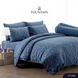 Fountain FT052 รุ่น Printed พิมพ์ลายกราฟิกโทนสีกรมท่าให้สัมผัสนุ่มสบายด้วยชุดเครื่องนอนฟาวน์เทน ผ้าปูที่นอน ผ้าห่มนวม