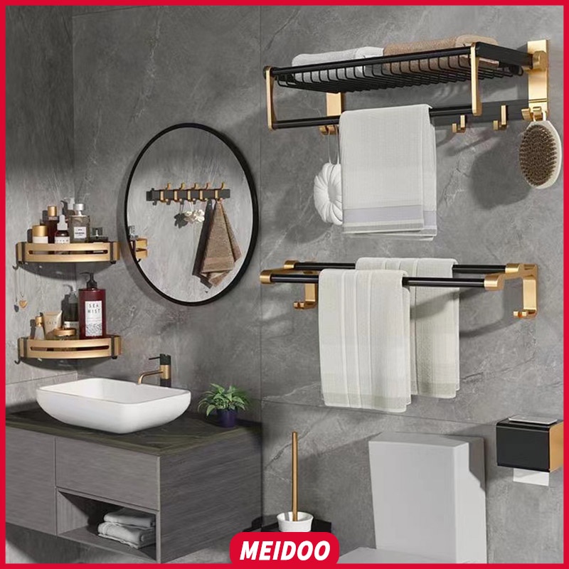 MEIDOO ที่จัดระเบียบห้องน้ำ ชั้นวางผ้าเช็ดตัว ที่ใส่แปรงสีฟัน แปรงขัดห้องน้ำ ไม่มีที่ใส่สว่าน ชุดอุปกรณ์ห้องน้ำ