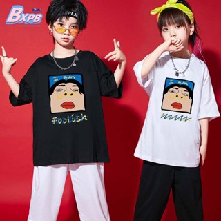 Bxpb เสื้อยืดแขนสั้นลําลอง ผ้าฝ้าย ทรงหลวม พิมพ์ลายการ์ตูน คุณภาพสูง แฟชั่นฤดูร้อน สําหรับเด็กผู้ชาย และเด็กผู้หญิง 110-170 3-15