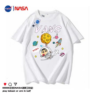 เสื้อเชิ้ตแขนสั้น ร้านเรือธงอย่างเป็นทางการของ NASA Crayon Xiaoxin ร่วมฤดูร้อนผู้ชายผ้าฝ้ายญี่ปุ่นป่า ins แขนสั้นเสื้อยื