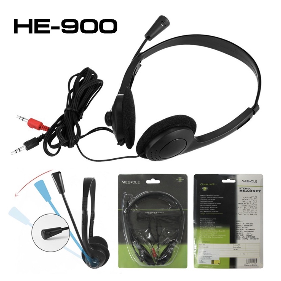 HEADPHONES หูฟัง MEEOLE หูฟังเกมมิ่ง สวมใส่สบาย ไมค์เสียงคมชัด HE-900 คุณภาพดี เสียงดี ไมค์ชัด ทนทาน