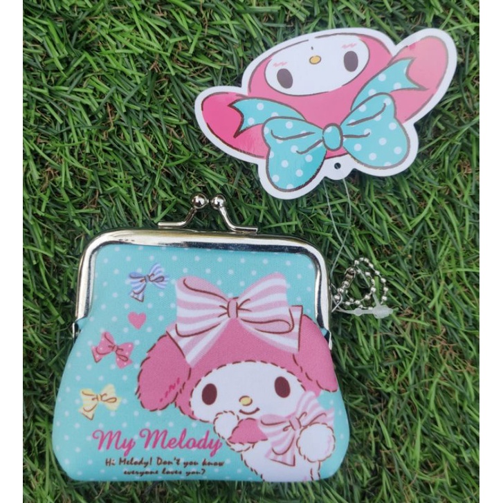 กระเป๋าใส่เหรียญใส่แบงค์แบบพับได้ mymelody มายเมโลดี้ แบรนด์ sario ป้ายห้อย