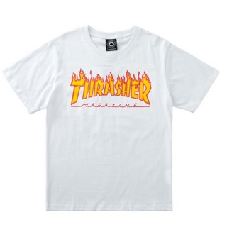 เสื้อเชิ้ตแขนสั้น ไม่ต้องรีด pvuC / พรีเมี่ยม พร้อมสต็อกสินค้าใหม่ Thrasher สตรีท เปลวไฟ ข้อความ อินเทรนด์เสื้อยืดเสื