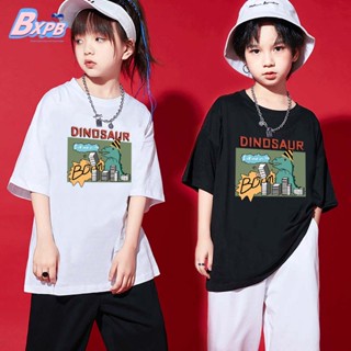 Bxpb เสื้อยืดแขนสั้นลําลอง ผ้าฝ้าย ทรงหลวม พิมพ์ลายการ์ตูน คุณภาพสูง แฟชั่นสําหรับเด็กผู้ชาย ผู้หญิง อายุ 3-15 ปี ใส่ได้ 110 @-