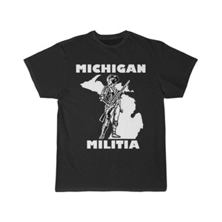 เสื้อยืดคอกลม เสื้อยืดผ้าหนา เสื้อยืด พิมพ์ลายกราฟิก Michigan Militia แฟชั่นฤดูร้อน สําหรับผู้ชาย 2022