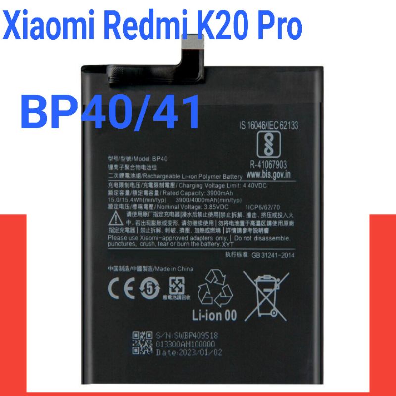 แบตเตอรี่เกรดแท้ XiaoMi BP41 BP40 K20Pro Mi 9T Pro K20 Mi 9 T 3900mAh