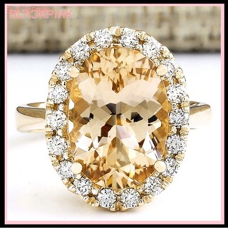 Sunshine_Valentines Day Gift Oval Artificial Topaz Rhinestone Women Finger Ring Jewelry