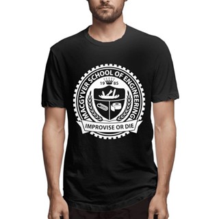 เสื้อเชิ้ตแขนสั้น Usa Shop เสื้อยืดลําลอง แขนสั้น พิมพ์ลาย Macgyver School Of Engineering Improvise Or Die ติดทนนาน สําห