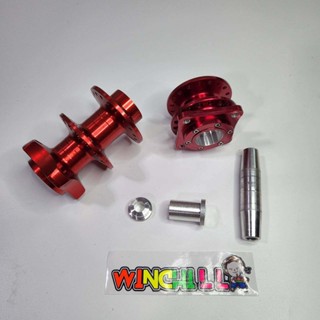 ดุมย่อ หน้าดิส + หลังดั้ม WAVE110i/WAVE125/ WAVE100S 2005 / SONIC / NOVA / TENA สีแดง