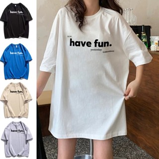 พร้อมส่ง เสื้อยืดแขนสั้น พิมพ์ลายตัวอักษร ทรงหลวม สไตล์เกาหลี ฮาราจูกุ เรโทร สําหรับผู้หญิง นักเรียน 21361#