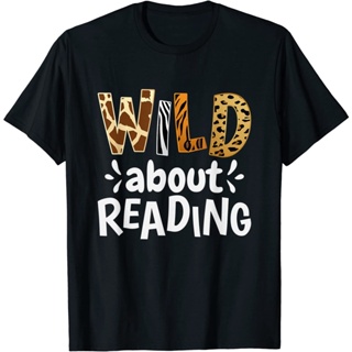 Wild About Reading  Reading books and bookworm Library Day T-Shirt
