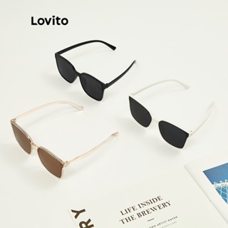 (เซเลปเลือก) Lovito แว่นตากันแดด ลําลอง คลาสสิก โอเวอร์ไซซ์ L23LD322 (สีดํา/กาแฟ/สีขาว)