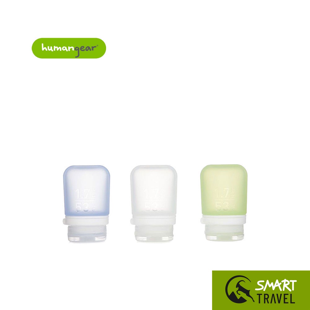 HUMANGEAR GO TOOB+ 3/PACK/SMALL ขวดแบ่งของเหลวซิลิโคน สำหรับพกพา ชุด 3 ชิ้น ขนาด 53 มล. สี BLUE-GREN-CLEAR
