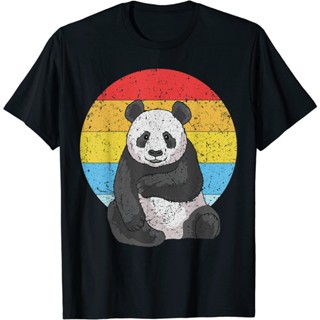 Retro Sunset PANDA Kawaii เสื้อยืดแพนด้าวินเทจ