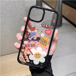 เคสโทรศัพท์มือถืออะคริลิคใส แบบแข็ง ลายการ์ตูนดอกทานตะวัน สําหรับ iphone 14promax 11 13 12 7Plus 8 X XS Max