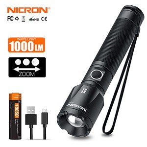 Nicron ไฟฉาย LED F81 ปรับซูมได้ 1000lm ความสว่างสูง 18650 Type-C กันน้ํา IP64 สําหรับเดินป่า ตั้งแคมป์ ปีนเขา กลางแจ้ง