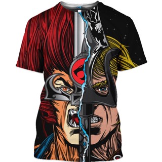 เสื้อยืด พิมพ์ลายอนิเมะ Thundercats 3 มิติ โอเวอร์ไซซ์ แฟชั่นสําหรับผู้ชาย และผู้หญิง