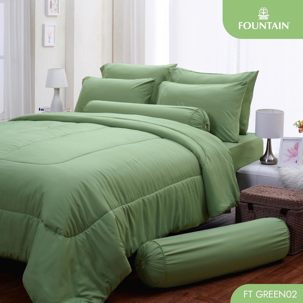 Fountain FT Green02 รุ่น Color สีพื้น โทนเขียวอ่อน  สัมผัสนุ่มสบายด้วยชุดเครื่องนอนฟาวน์เทน ผ้าปู ผ้าปูที่นอน ผ้านวม - รูปที่ 2
