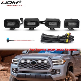 Ijdm ชุดไฟกระจังหน้ารถยนต์ LED 4 ชิ้น พร้อมสายไฟ สําหรับ 2020 2021 2022 Toyota Tacoma W/TRD และตะแกรงกระจังหน้า OEM 12V สีแดง และสีขาว