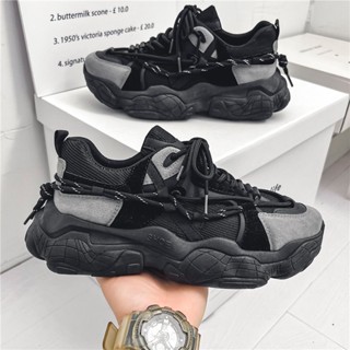New Black Samurai wild ins รองเท้าผ้าใบพื้นหนาสวมใส่สบาย