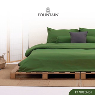 Fountain FTGreen01รุ่นColor of lifeสีพื้นโทนสีเขียวเข้มสัมผัสนุ่มลื่นสบายด้วยชุดเครื่องนอนฟาวน์เทน ผ้าปูที่นอน ผ้าห่มนวม