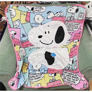 ☒♠✐หมอนผ้าห่ม ผ้าห่ม หมอนผ้าห่ม ลายการ์ตูน Snoopy ขนาดเล็ก สําหรับเครื่องปรับอากาศ โซฟา รถยนต์