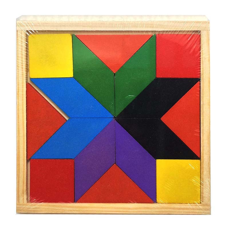 ของเล่นไม้เสริมพัฒนาการสำหรับเด็ก ตัวต่อจิกซอว์หลากสีหลายรูปทรง Wood Toy Colorful Jigsaw Lego Block 