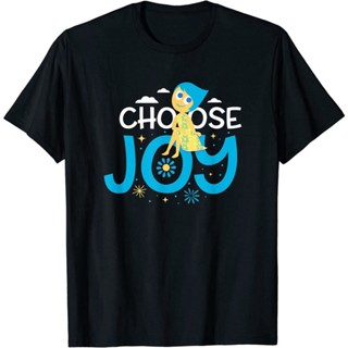 ผ้าฝ้ายแท้เสื้อยืดแขนสั้น พิมพ์ลาย Inside Out Choose Joy แฟชั่นพรีเมี่ยม สําหรับผู้ชาย และผู้หญิงS-4XL