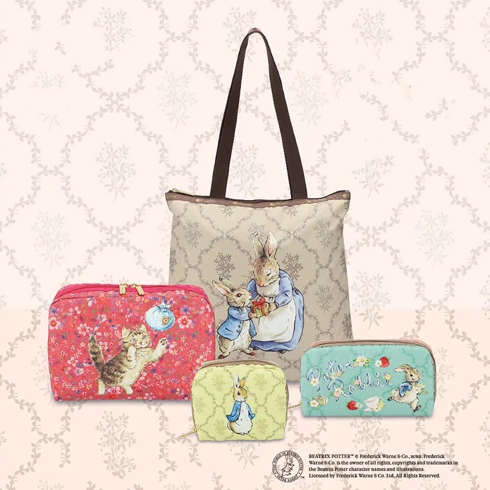 Lesportsac กระเป๋าถือแฟชั่น พิมพ์ลายการ์ตูน Peter Rabbit ความจุขนาดใหญ่ สําหรับผู้หญิง U235