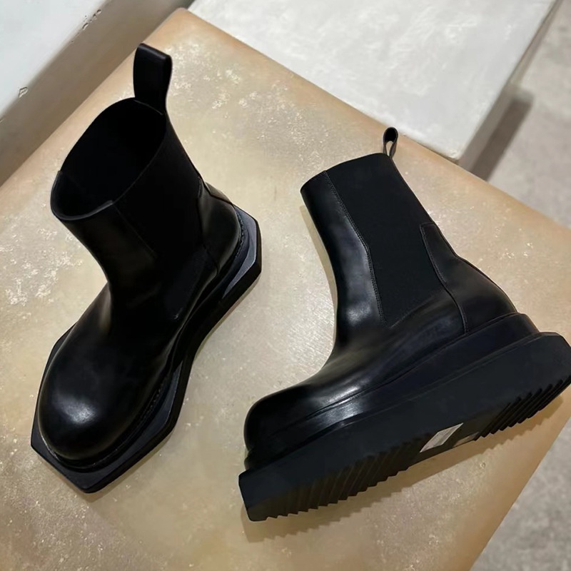 🔥รองเท้าบูทเชลซีหัวกลมส้นหนาส้นกลาง size36-44 รองเท้าบูทหุ้มข้อหัวเหลี่ยม, รองเท้าบูทมาร์ตินหัวโตของอังกฤษ ไม่จำกัดเพศ