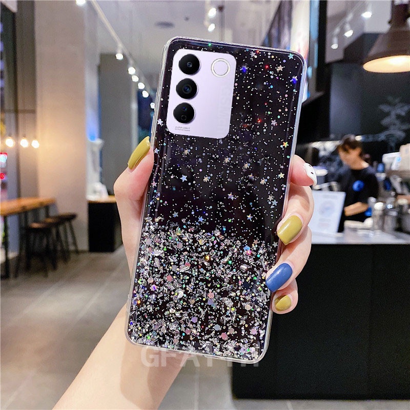 เคสโทรศัพท์ VivoV29e VivoV30Pro VIVOV27e VivoY27 VivoY36 TPU นิ่ม ใส ประดับกลิตเตอร์ดวงดาว สีดำ เขียว ชมพู สำหรับ VIVO V29e 5G V29 V30 Pro V27e V27 Y27 5G 4G Y36 Y02A Y02 Y02t V25 Pro V23e V23 เคสวีโว่V29e วีโว่Y27 เคสวีโว่วี30Pro