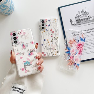 สวยงาม ดอกกุหลาบสีชมพู ซองโทรศัพท์ Samsung Galaxy S23 Ultra S23 Plus S23 S22 Ultra S22 Plus S22 S21 S21Ultra S21Plus S21FE S20Ultra S20 S20Plus S20FE Note20 Ultra Case เคสโทรศัพท์ใหม่ ความโปร่งใส TPU เคสป้องกันการตก เคสมือถือซัมซุง