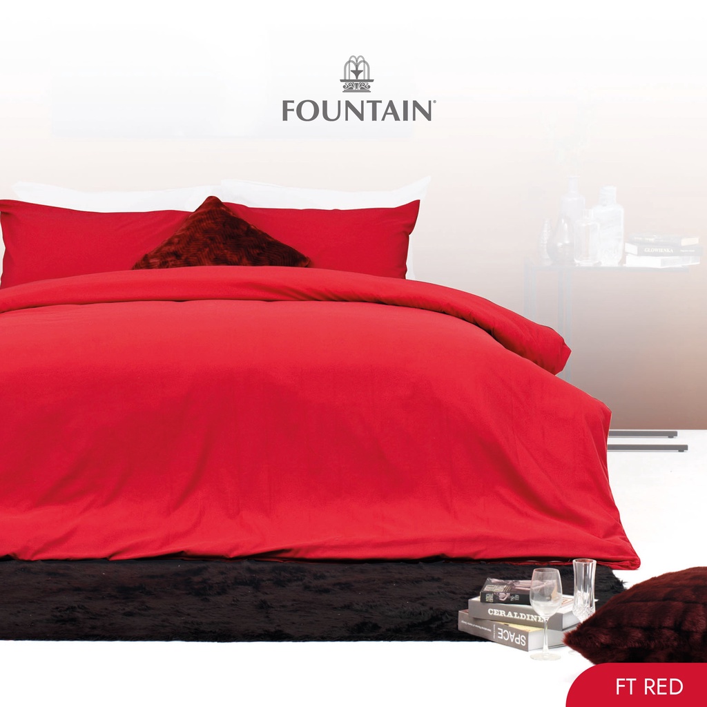 Fountain FT Red รุ่น Color of life สีพื้นโทนสีแดงสดสัมผัสนุ่มลื่นสบายด้วยชุดเครื่องนอนฟาวน์เทน ผ้าปู