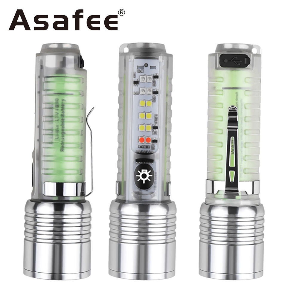 Asafee Mini S21 ไฟฉาย Megnet หาง Type-C ชาร์จ Super Bright 30W ไฟฉายเดย์ไลท์กําลังสูงไฟฉายด้านข้างขน